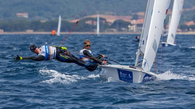 Zegers and Van Veen in the 470 - Sailing World Cup Hyères ©  Jesus Renedo / Sailing Energy http://www.sailingenergy.com/